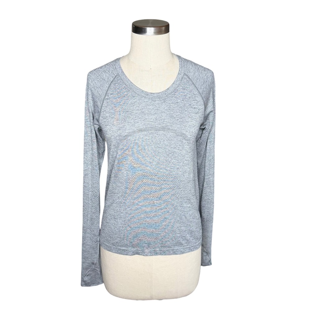 LULULEMON Swiftly Tech Long Sleeve Grey Space Dye Women's Size 8 Workout Gym